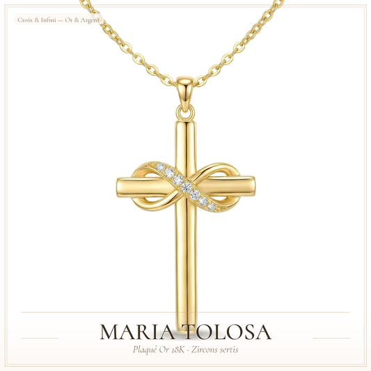 Collier Croix Infini Zircon Plaqué Or — Symbole de Foi