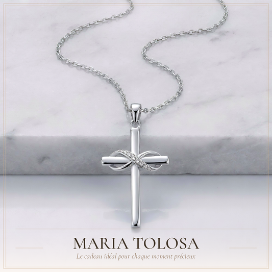Collier Croix Infini Zircon Plaqué Or — Symbole de Foi
